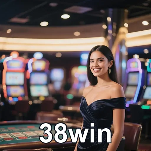Imagem de um cassino no site 38win, com jogos e ambiente de apostas, reforçando a experiência de cassino online.